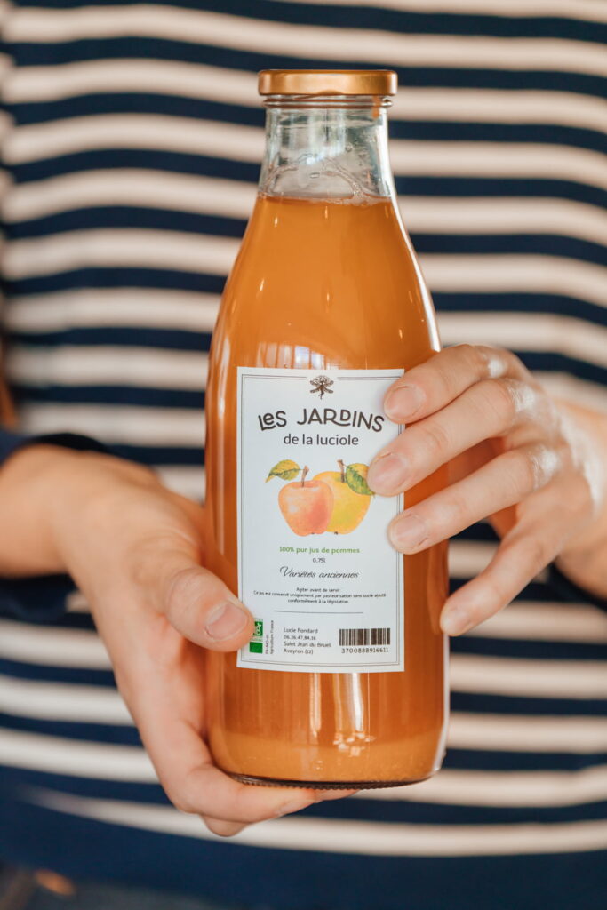 étiquette jus de pomme jardins de la luciole